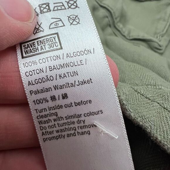 Topshop Utility Jacket Women’s 4 | Army Green Cotton Button Front Shacket - Picture 5 of 6